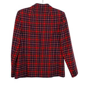 Chaqueta blazer de lana a cuadros rojos Pendleton vintage de los años 80, estilo retro, mediana imagen 2