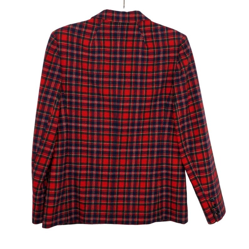 Chaqueta blazer de lana a cuadros rojos Pendleton vintage de los años 80, estilo retro, mediana imagen 2