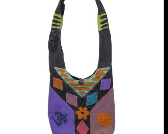 The Collection Royal 1990s Vintage Boho Hippie Multicolor Patchwork Hobo Bag Shoulder Bag