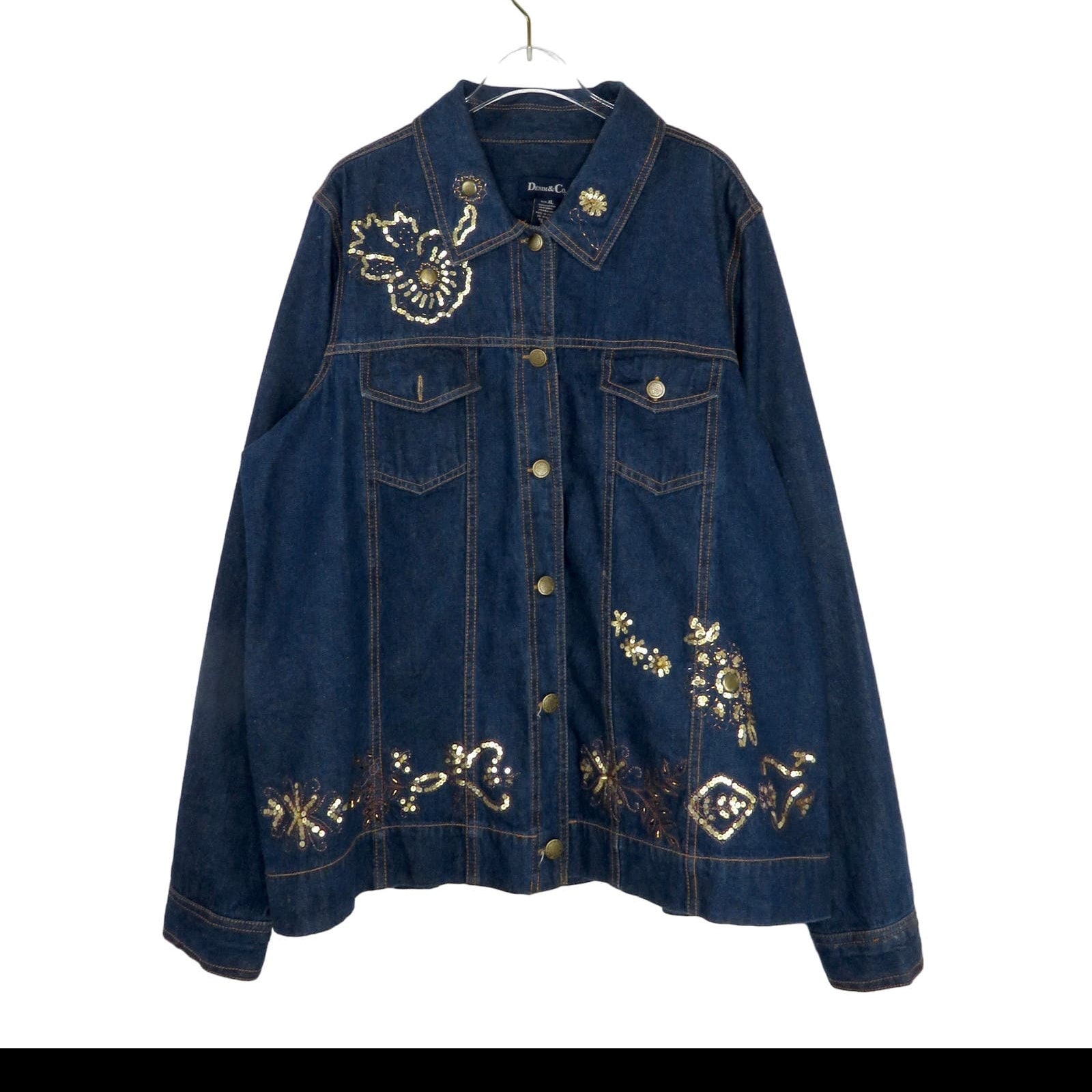 Vintage 90s Embellished Denim Jacket: Sequin Beaded Jean Jacket