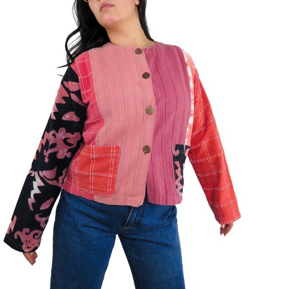 Wild Thing 1990s Vintage Pink Patchwork Multi-Pri… - image 1