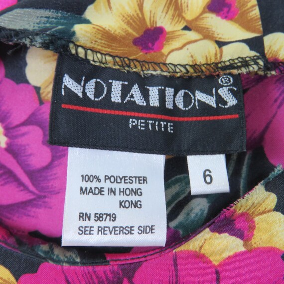 1990s Notations Vintage Magenta Pink & Yellow Flo… - image 4