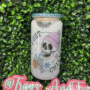 Just Chill - Double walled glass snowglobe tumbler