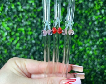 Glass Cherry Straw