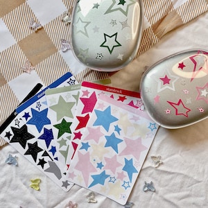 Hoja de calcomanías con contorno de estrella de 2 años, calcomanías para diario, calcomanías para planificador, calcomanías decorativas, estrellas, contornos y calcomanías de 2 años