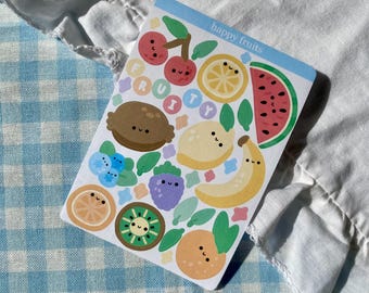 Happy Fruits sticker sheet / sticker / fruit / fruit sticker / cute stickers / planner sticker/ polco deco / journaling deco / food sticker