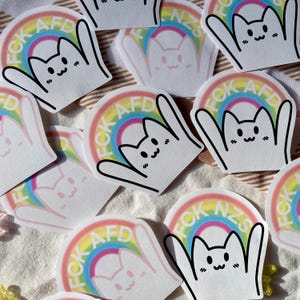 FCK NZS rainbow cat sticker / planner sticker / journaling deco / logo stickers / kawaii stickers / quote sticker / cat sticker / rainbows