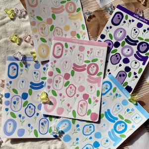 Foglio di adesivi Tulip Garden / adesivi / cuori / adesivi a forma di cuore / adesivi carini / adesivi per planner / polco deco / journaling deco