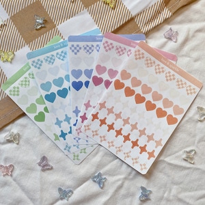 Harten en sterren geruite deco stickers / minimalistische stickers / planner deco / deco stickers / sterren stickers / hart stickers