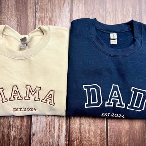 Custom Embroidered Sweatshirt, Grandpa Shirt With Date, Daddy Est Year Shirt, Gift For New Dad, Father&#39;s Day Gift, Christmas Gift Shirt