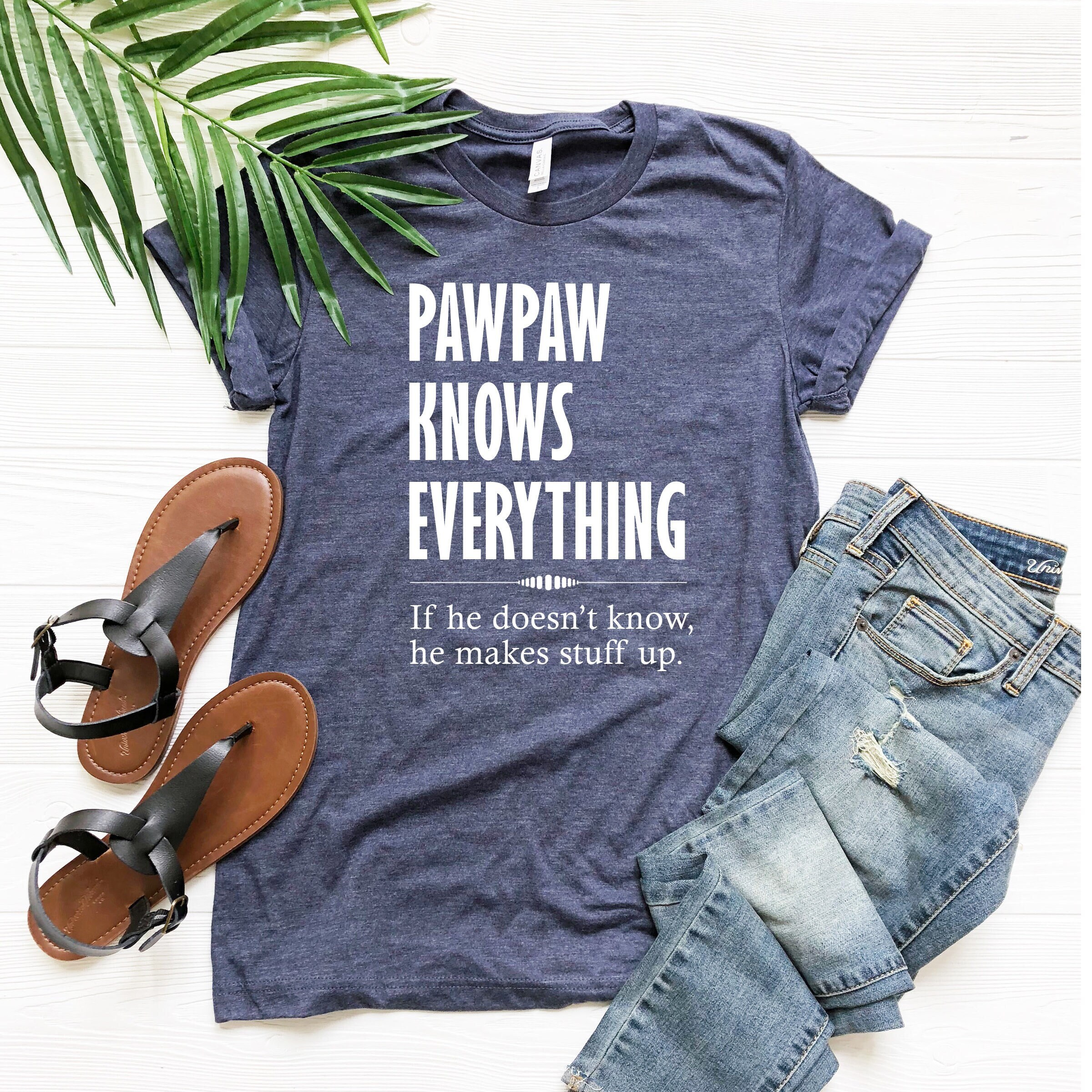 Mens Pawpaw Knows Everything If He Doesn't Know He Makes Stuff Up T-Shirt Mens Pawpaw Knows Everything If He Doesn't Know He Makes Stuff Up T-Shirt