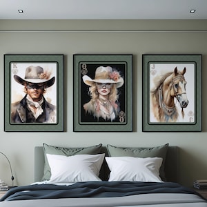Wild Hearts Pokerkarten | Hochzeit Geschenk Wand Kunst | Cowgirl-Galerie-Set | Geschenk für Hochzeit, Verlobung |Wild West Poker Card Art Set