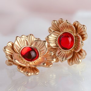 Flower Earrings - Big Earrings - Clip On Earrings - Large Flower Earrings  - Statement Flower Earrings - No Piercing - Large earrings