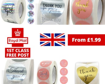 Thank You Foiled High Quality Stickers | Thank You Stickers | Thank You For Your Purchase | UK Seller 25mm Free 1St Class P&P