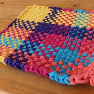 Large Multicolor Potholder! Handwoven, Loomed Potholder or Trivet - Handmade Gift - Cotton Material