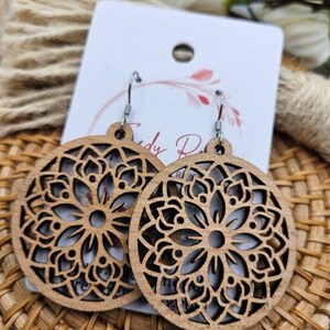 Handmade Lightweight Floral Wood Earrings for Everyday Wear