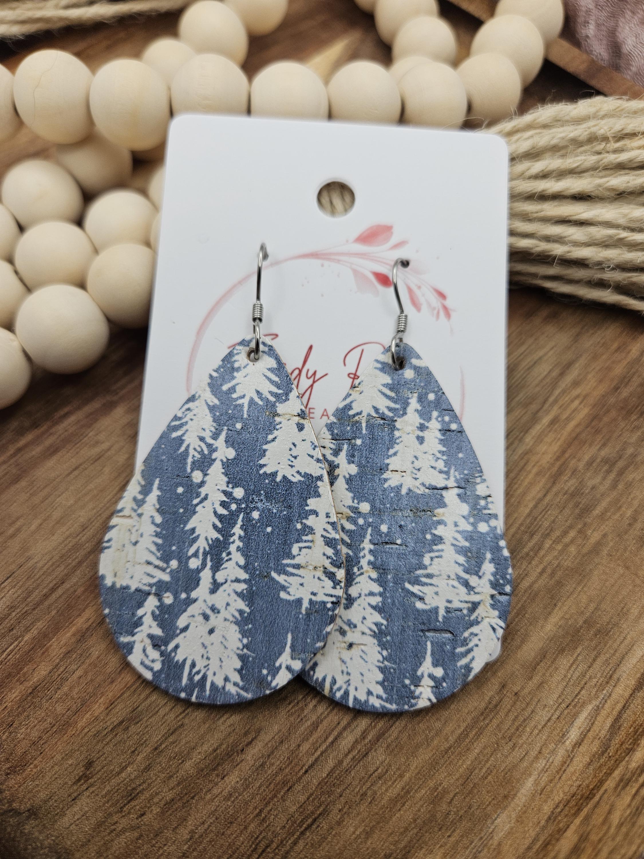 Large Handcrafted Cork Teardrop Earrings Backed with Genuine Leather - Thumbnail 2