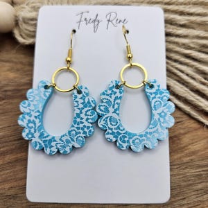 Acrylic Earrings, Handcrafted Lightweight, Floral Print