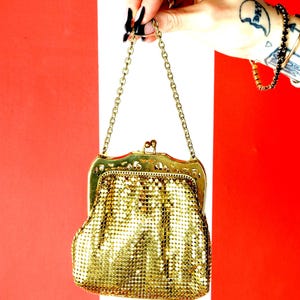 Vintage Whiting and Davis Tiny Gold Tone Mesh Bag