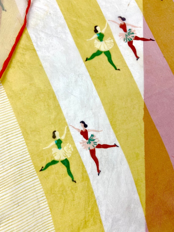 1940s Set of Two Ballet Dancer Novelty Print Scar… - image 8