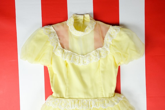 1960s Pale Yellow Ruffle Skirt Floor Length Princ… - image 2