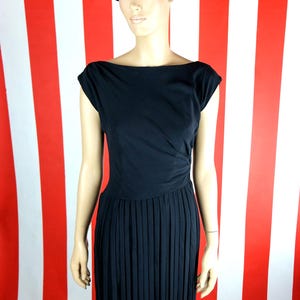 1950s Black Cocktail Dress with Fringy Skirt