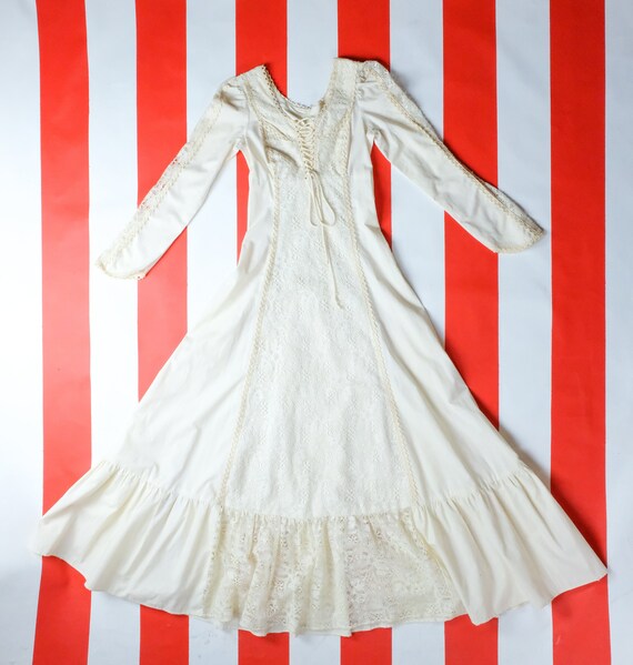 1970s Gunne Sax by Jessica Ivory Lace Medieval Style … - Gem