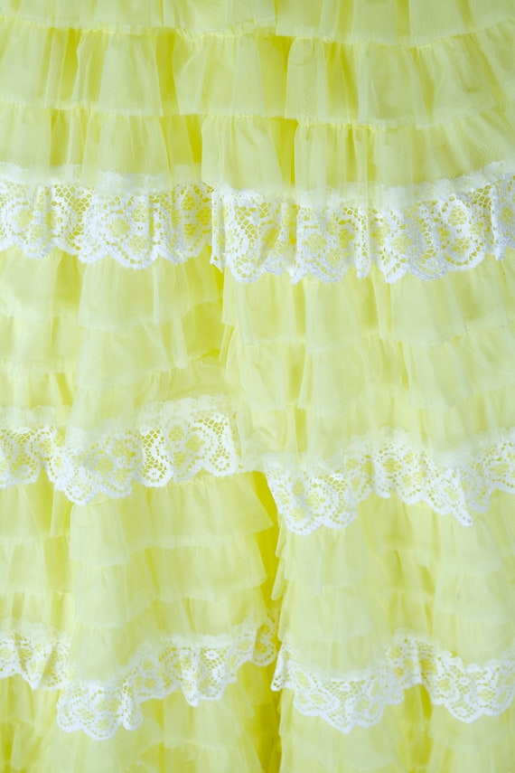 1960s Pale Yellow Ruffle Skirt Floor Length Princ… - image 5