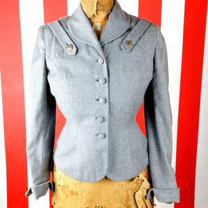 Late 1940s Early 1950s New Look Grey Wool Tailored Jacket