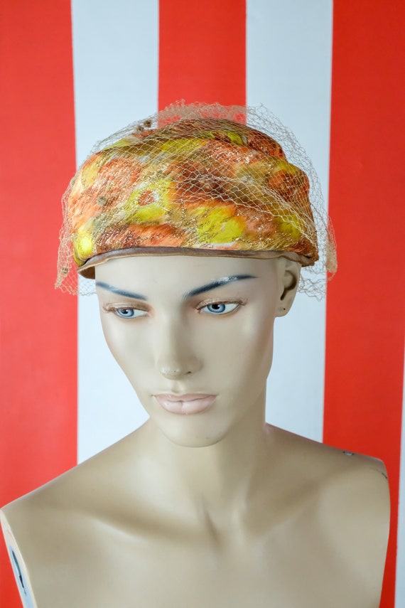 1950s 1960s Orange & Yellow Metalic Fancy Dome Sha