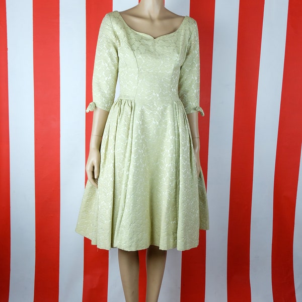 1950s Emma Domb Brocade Floral Cocktail Party Dress