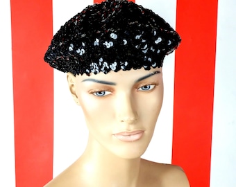 ブラックスパンコールヴィンテージベレー帽 / ストレッチ素材 - Etsy 日本