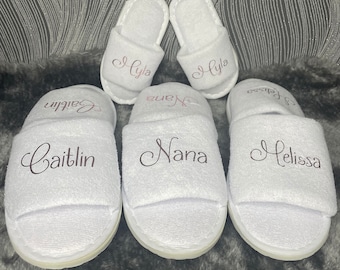 Personalised spa slippers. children. adults. wedding. bridal. slumber party. pamper party. Bridesmaid. Bridal party.