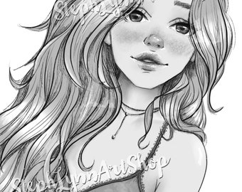 Printable Coloring Page - Girl Portrait "Beam"