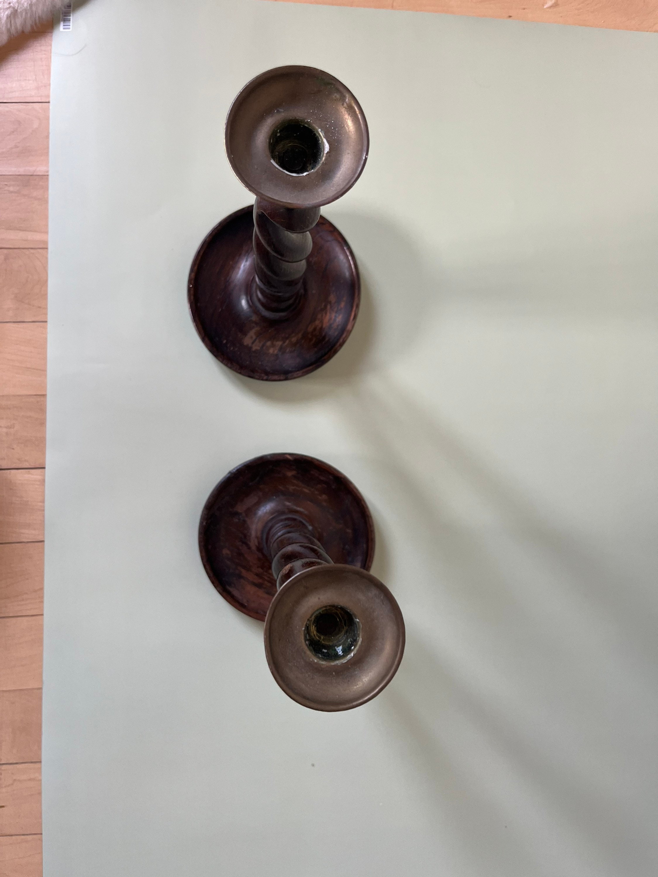 Antique Oak Barley Twist Candle Sticks Etsy