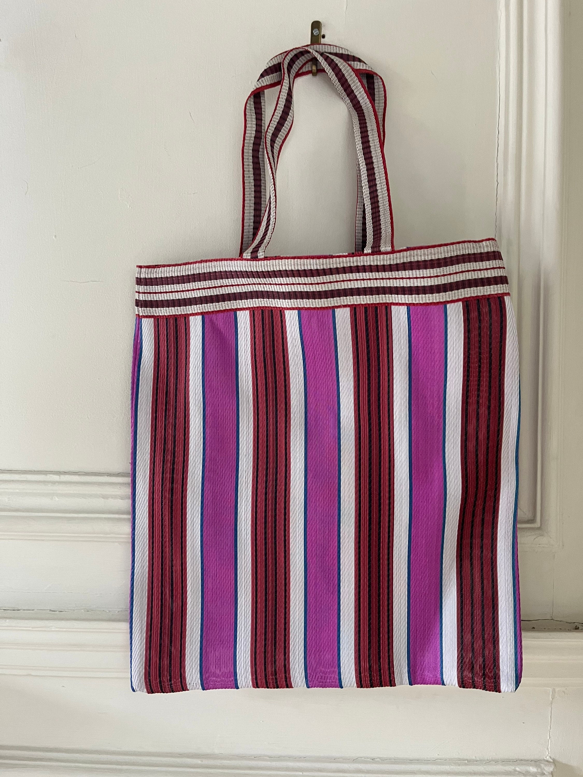 Recycled Plastic Stripe Market Bag From India photo picture