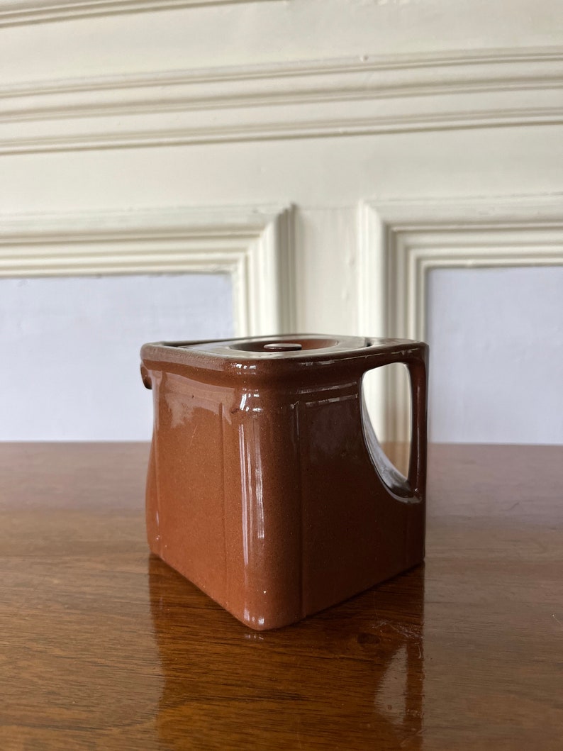 Vintage Art Deco Brown Cube Teapot Leicester Made in England Etsy