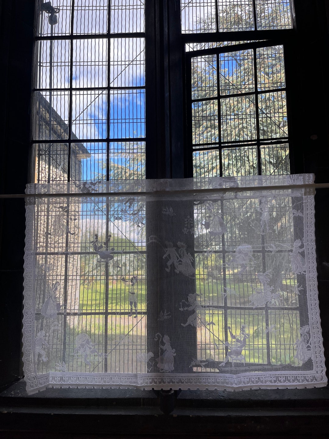 Nursery Rhyme Design Cotton Lace Curtain Panel 35 / 24 Readytohang