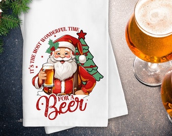 It's the Most Wonderful Time for a Beer Kitchen Towel - Tea or Bar Towel For Christmas
