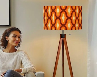 Retro Tripod Floor Lamp Orange Pattern (Made in USA)