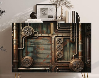 Steam Punk Storage Cabinet - Small Wooden Credenza (Made in USA)