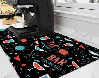 Absorbent Cocktail Bar Mat Retro Pattern