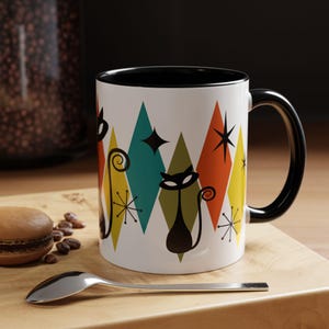 Atomic Cat Mug - Mid Century Modern Coffee Mugs - Retro Style Coffee Cups