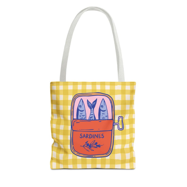 Sardines Tote Bags - Tinned Fish Graphic, Beachy Seaside Shoulder Bag image 11