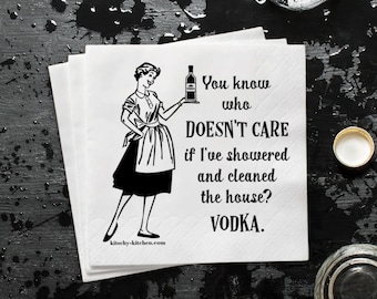 Funny Vodka Saying 50 Pack Napkins - Cocktail or Luncheon Sizes - Retro 1950's Style