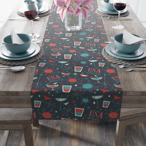 Retro 4th of July Table Runner - USA Home Decor - Perfect for Independence Day Parties and BBQ&#39;s