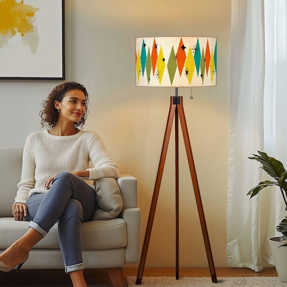 Mid-Century Modern Tripod Floor Lamp (Made in USA) - Retro Home Decor