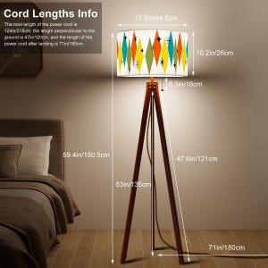 Mid-Century Modern Tripod Floor Lamp (Made in USA) - Retro Home Decor image 2