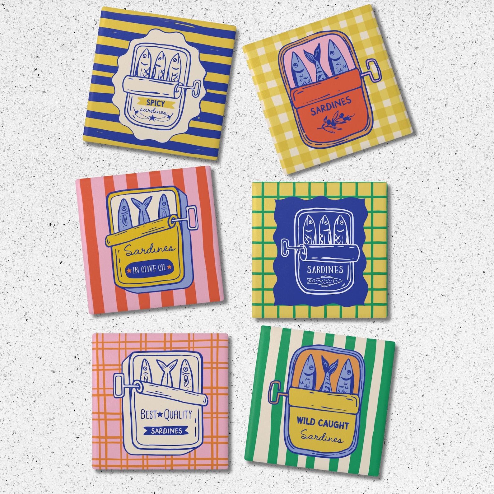 Sardine Coasters - Set of 6
