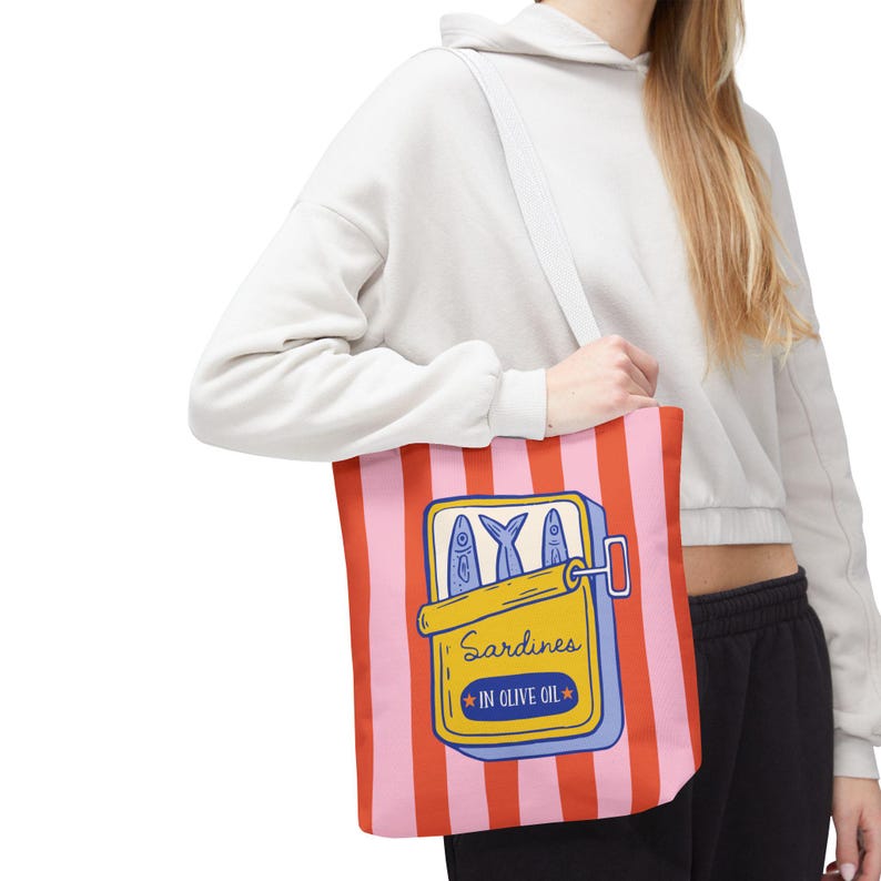 Sardines Tote Bags - Tinned Fish Graphic, Beachy Seaside Shoulder Bag image 3